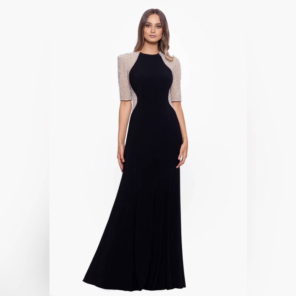 COPY - PETITE "ELISE" QUARTER SLEEVE LONG JERSEY KNIT DRESS